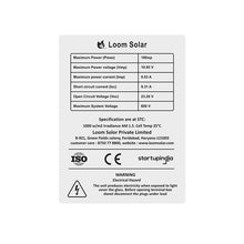 Load image into Gallery viewer, Loom Solar Panel 180 watt / 12 volt Mono Crystalline