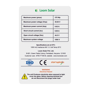 Loom Solar Panel 375 watt - 24 volt Mono PERC (Pack of 2)